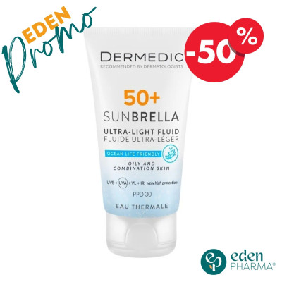 DERMEDIC-50+ECRAN-PEAUX-GRASSE-SUNBRELLA-50ML+EAU-MICELAIRE-200ML-GRAT