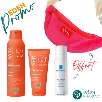 SVR SUN SECURE BLUR + BRUME ET UN SAC BANANE ET EAU THERMALE LA ROCHE POSAY OFFERT