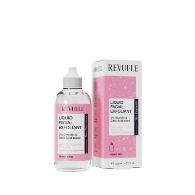 REVUELE LIQUID FACIAL EXFOLIANT 5% GLYCOLIC + CITRIC ACID PEELING EXFOLIANT POUR PEAUX MIXTES 125ML