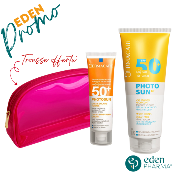 PACK PEAU SECHE ECRAN DERMACARE PHOTOSUN TEINTE SPF50 + LAIT SOLAIRE CORPS SPF 50+ 250ML