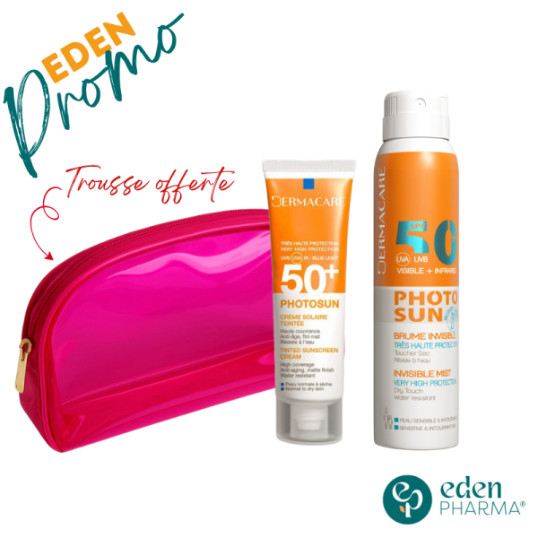 PACK PEAU SECHE ECRAN DERMACARE PHOTOSUN TEINTE SPF50 + SPRAY SOLAIRE CORPS SPF 50+ 200ML