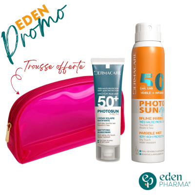 PACK HOMME ECRAN DERMACARE PHOTOSUN MAT SPF50 + SPRAY SOLAIRE CORPS SPF 50+ 200ML