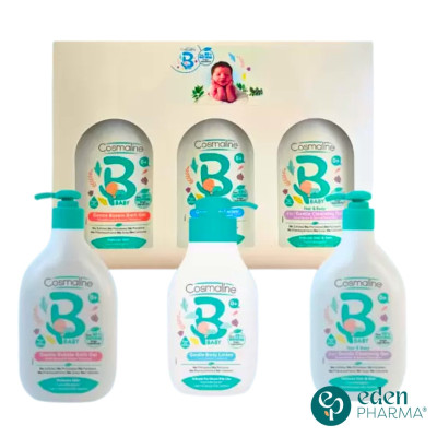 COSMALINE BEBE COFFRET CLEANSING 2IN1+BODY LOTION+BUBBLE BATH GEL 500ML