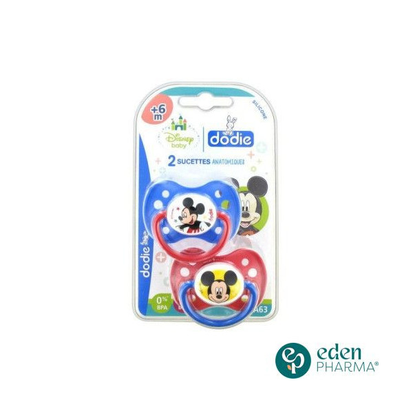 DODIE 2 SUCETTES MICKEY ANATOMIQUE SILICONE 6M+