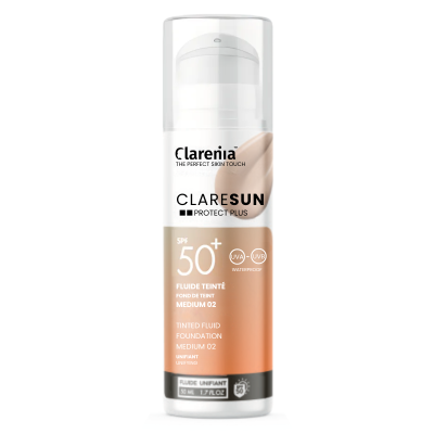 CLARENIA CLARESUN FOND DE TEINT 02 MEDIUM SPF50+ WATERPROOF 50ML