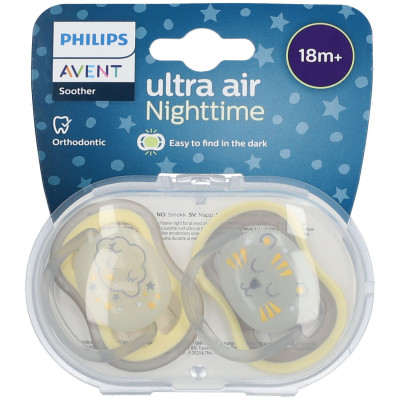 AVENT SUCETTE ULTRA AIR NIGHT NEUTRE +18 MOIS (COULEUR NON SÉLECTIONNABLE)​ 2 PC(S)