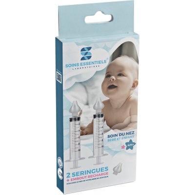SOINS ESSENTIELS 2 SERINGUE NASALE + 3 EMBOUTS
