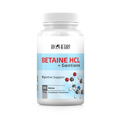 BIOHERBS BETAINE HCL + GENTIANE 120 GELULES