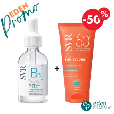 VENTE FLASH SVR AMPOULE B3 HYDRA 30ML + SUN SECURE BLUR -50%