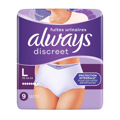 ALWAYS CULOTTE DISCREET LARGE 9 PCS