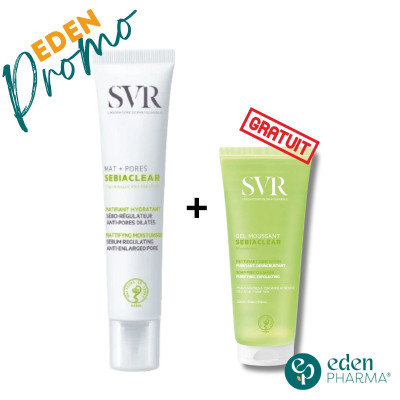 VENTE FLASH SVR SEBIACLEAR MAT+PORE + GEL NETTOYANT 55ML GRATUIT