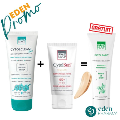 PACK CYTOLCLEAN NETTOYAGE+CYTOLSUN BEIGE SABLE+CYTOLBASIC 50ML OFFERT