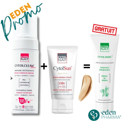 PACK CYTOLCLEAN MOUSSE+CYTOLSUN BEIGE DOREE+CYTOLBASIC 50ML OFFERT