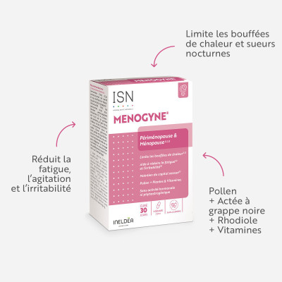 ISN MENOGYNE® PRÉ-MÉNOPAUSE ET MÉNOPAUSE 60 GÉLULES VÉGÉTALES