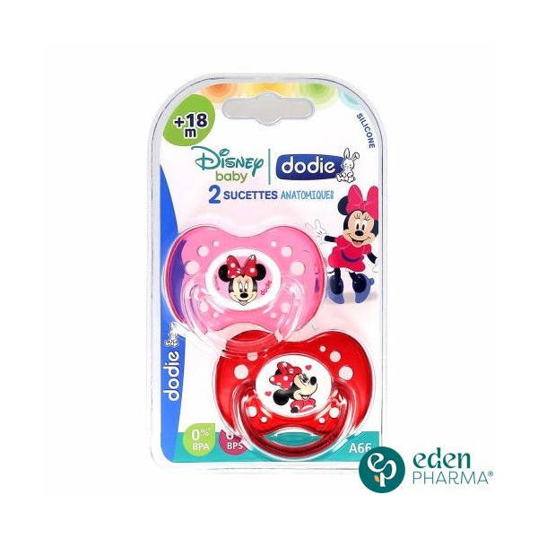 DODIE DISNEY BABY 2 SUCETTES ANATOMIQUES ROSE SILICONE 18 MOIS ET +