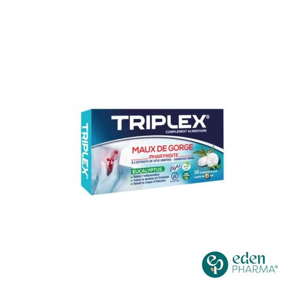 TRIPLEX MAUX DE GORGE PHARYNGITE EUCALYPTUS,16 COMPRIMES