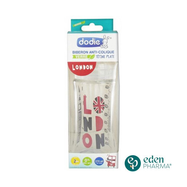 DODIE biberon verre anti-col 0-6 m london 270 ml