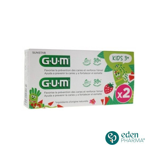 GUM dentifrice duo pack kids  fraise  2*50 ml (3-6 ans) /3000