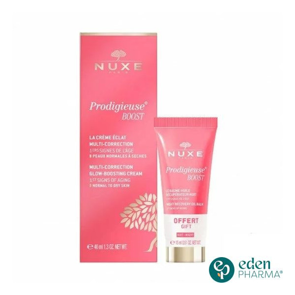 Nuxe Prodigieuse Boost Creme Eclat Multi-Protection 40ml + Le Baume Huile Recupérateur Nuit 15ml