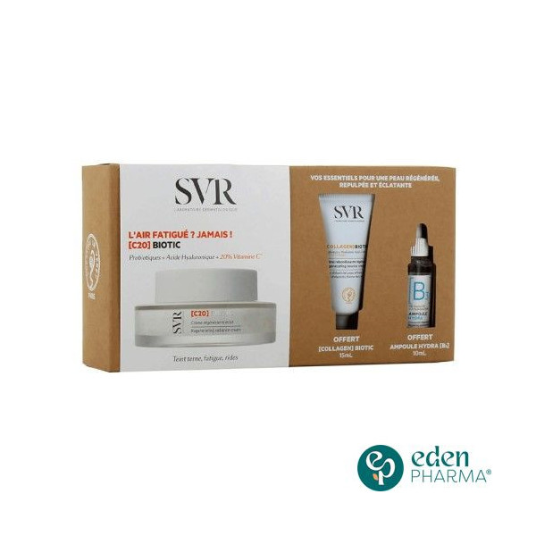 SVR COFFRET [C20] BIOTIC CREME REGENERANTE ECLAT 50ML+[COLLAGEN] BIOTIC 15ML+[B3] AMPOULE HYDRA 10ML