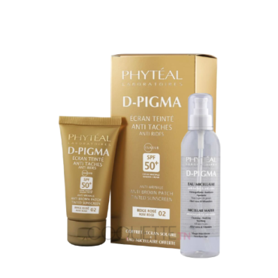 PHYTEAL-dpigma-ecran-teinte-beige-rosé-spf50+-50ml-+-dpigma-eau-micellaire-a-l'aloe-vera-150ml