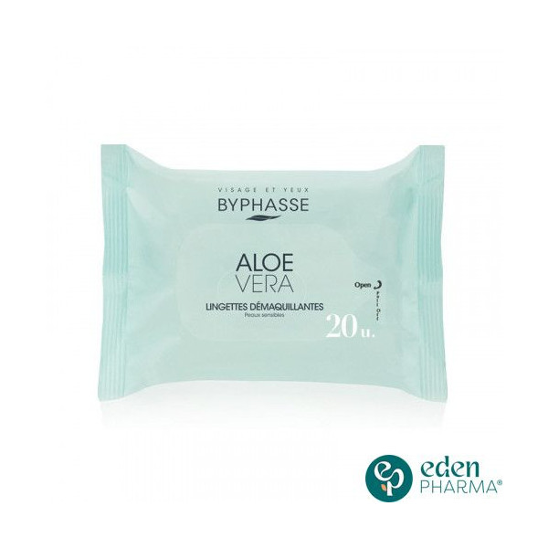 BYPHASSE LINGETTES DEMAQUILLANTES ALOE VERA 20 UNITES