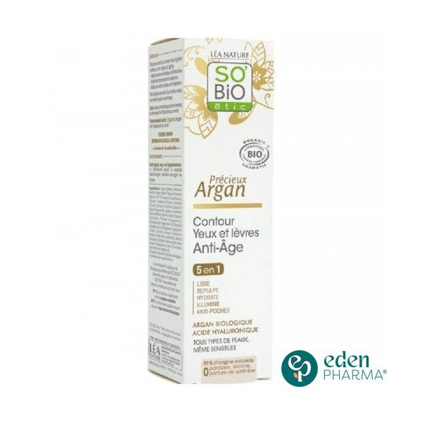 SO BIO PRECIEUX ARGAN CONTOUR YEUX ET LEVRES ANTI AGE 5EN1 15ML