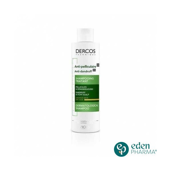 VICHY DERCOS ANTI-PELLICULAIRE SHAMPOOING TRAITANT CHEVEUX SECS 200ML