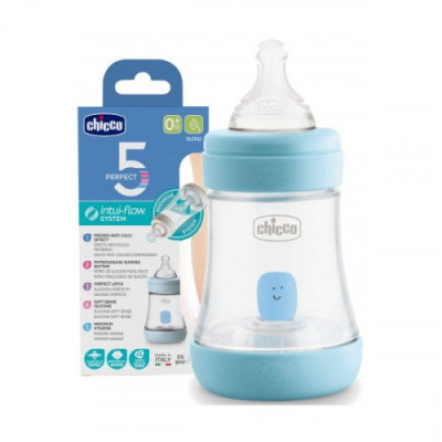 CHICCO-BOTTLE-PERFECT-5-BLUE-SILICONE-0M+150ML