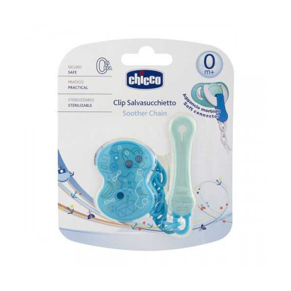 CHICCO ATTACHE SUCETTE CHAINE BLEU