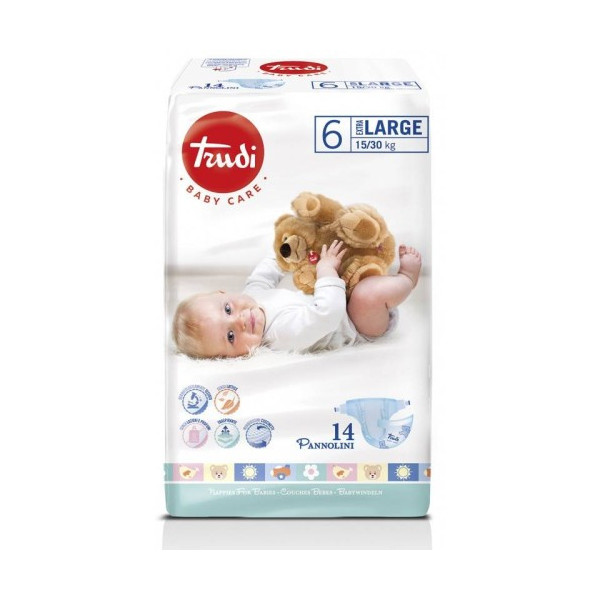 TRUDI BABY COUCHE EXTRA LARGE 15/30KG TAILLE 6 BOITE 14