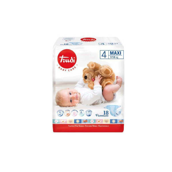 TRUDI BABY COUCHE MAXI 7/18 KG TAILLE 4 BOITE DE 18