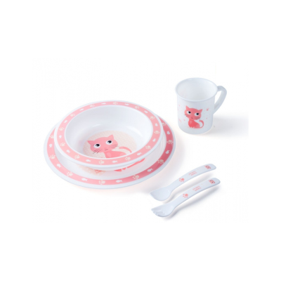 CANPOL-BABIES-set-repas-5p-rose-happy-animals-chat-4/401