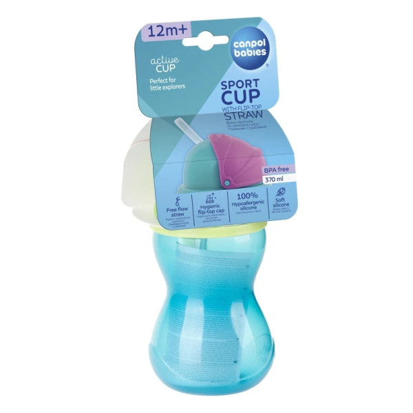 CANPOL BABIES Tasse Sport avec Paille Retractable Bleue - 56/113