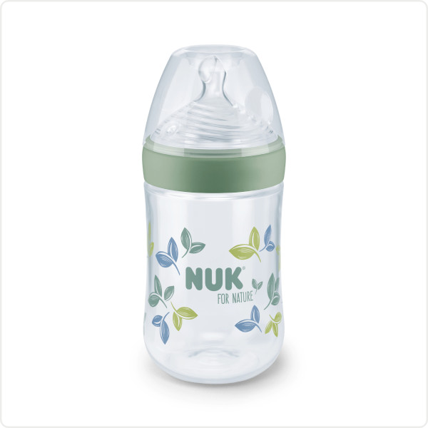 NUK BIBERON PLASTIQUE NATURE SENSE "M" 0M+ 260ML EN VERT