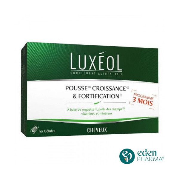 LUXEOL COMPLEMENT ALIMENTAIRE POUR CHEVEUX POUSSE CROISSANCE   FORTIFICATION 90 GELULES