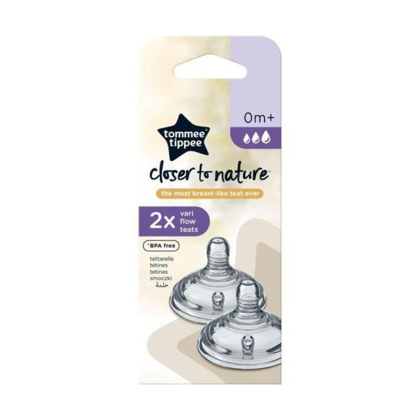 TOMMEE TIPPEE CLOSER TO NATURE 2 TETINES DEBIT VARIABLE 0M+