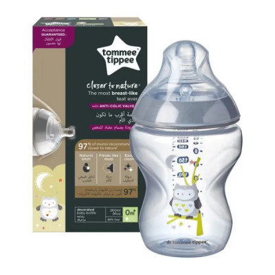 TOMMEE-TIPPEE-CLOSER-TO-NATURE-BIBERON-CHOUETTE-GRIS-0M+-260ML