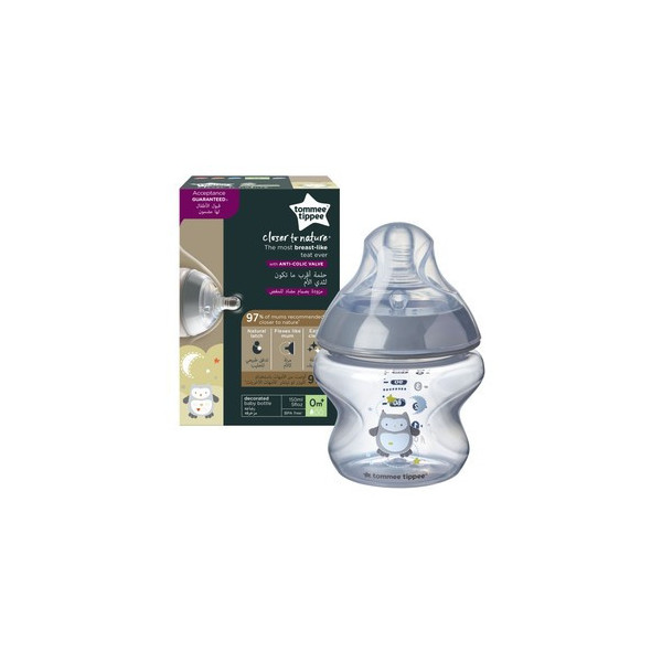 TOMMEE TIPPEE CLOSER TO NATURE BIBERON CHOUETTE GRIS 3M+ 340ML