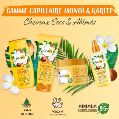 LOVEA SHAMPOOING MONOI & KARITE CHEVEUX SECS ET ABÎMÉS 250 ML