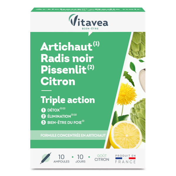 VITAVEA ARTICHAUT RADIS NOIR PISSENLIT CITRON 10 AMPOULES