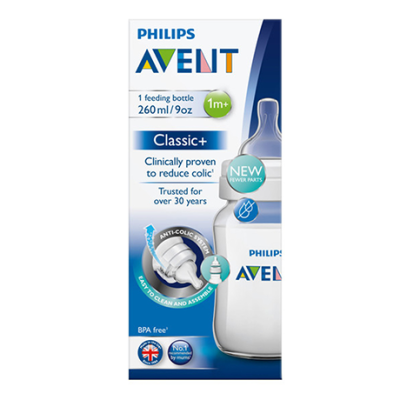 AVENT BIB NATURAL ANTI-COLIC 1M+ 260ML SCF813/61