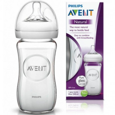 AVENT BIBERON NATUREL (EN VERRE) 1M+ 240ML SCF053/17