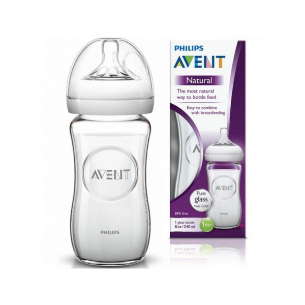 AVENT BIBERON NATUREL (EN VERRE) 1M+ 240ML SCF053/17