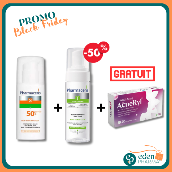 PHARMACERIS MEDI ACNE S + MOUSSE NETTOYANTE T ZONE OILY SKIN + ACNERYL GRATUIT