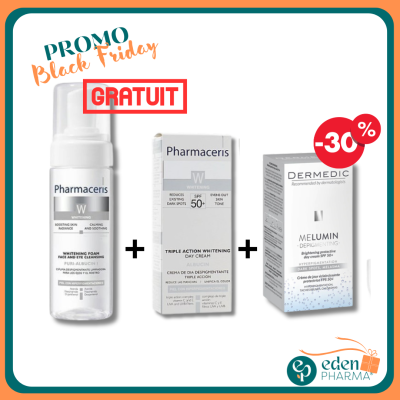 MOUSSE NETTOYANTE ALBUCINE 200ML + PHARMACERIS WHIT ALBUCIN TRIPLE ACTION CR JOUR 50+ 50ML + DERMEDIC MELUMIN CREME DE NUIT 50ML