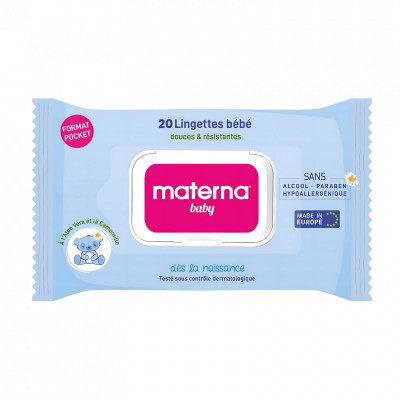 MATERNA LINGETTES BEBE BLEU 20PCS