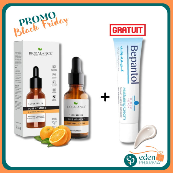 VENTE FLASH BIOBALANCE SUPER SERUM PURE VITAMIN C 30ML + CREME HYDRATANTE APAISANTE GRATUITE