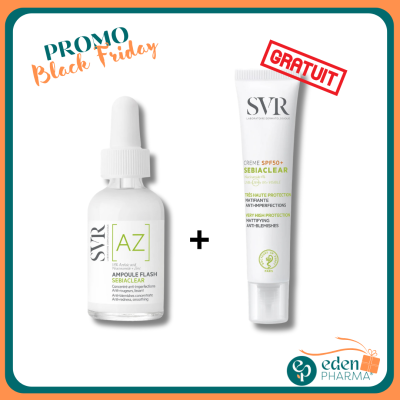 VENTE FLASH SVR SEBIACLEAR AMPOULE AZ + CREME SEBIACLEAR SPF 50+