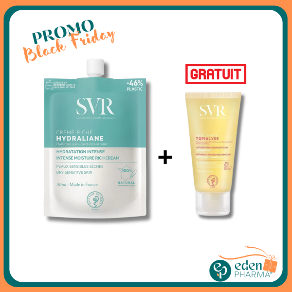 VENTE FLASH SVR HYDRALIANE CREME RICHE OU LEGERE 50ML + HUILE LAVANTE TOPIALYSE 50ML GRATUITE